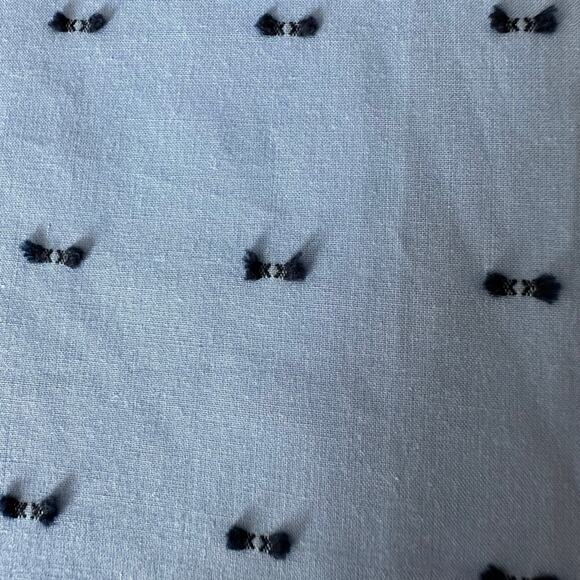 NWT Van Heusen embroidered black bow scoop neck 3/4 sleeve blue blouse XXS top - Picture 3 of 7